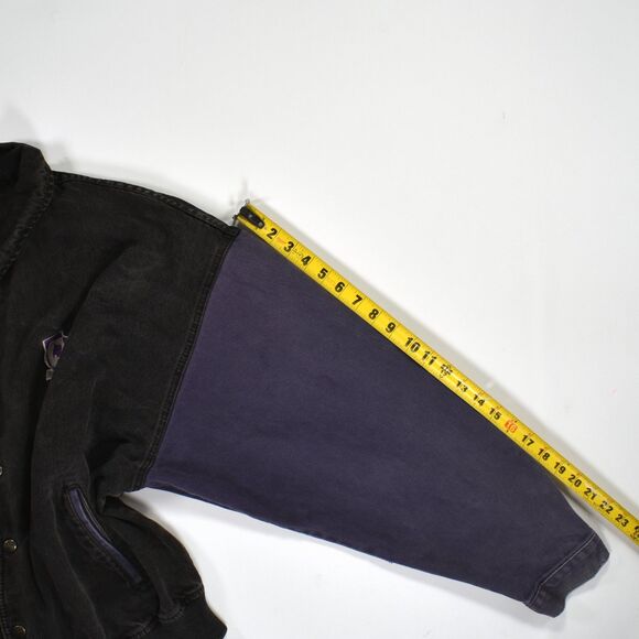 Vintage Two Tone Denim Bomber Embroidered Jacket Q The Sports Club - XL - Picture 7 of 7